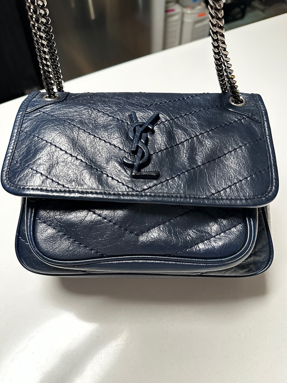 Saint Laurent Niki Baby Bag in Navy Blue Leather - Picture 4 of 16